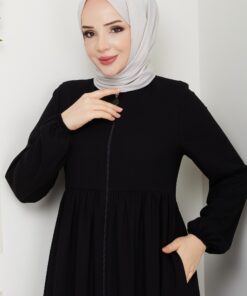 Beli büzgülü eteği fırfırlı Ferace