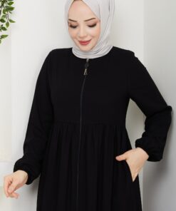 Alternative view of Beli büzgülü eteği fırfırlı Ferace