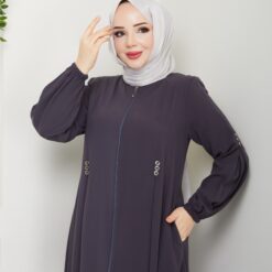 Fermuarlı Düğme Detaylı Ferace