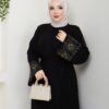 İç Elbiseli Kolu Nakışlı Abaya Takım